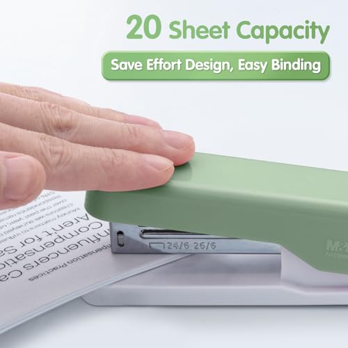 Image of M&G Desktop Stapler, Basic Office Stapler with 1000 Staples, 20 Sheet Capacity, Portable Small Desk Staplers for School Home Office (Green)