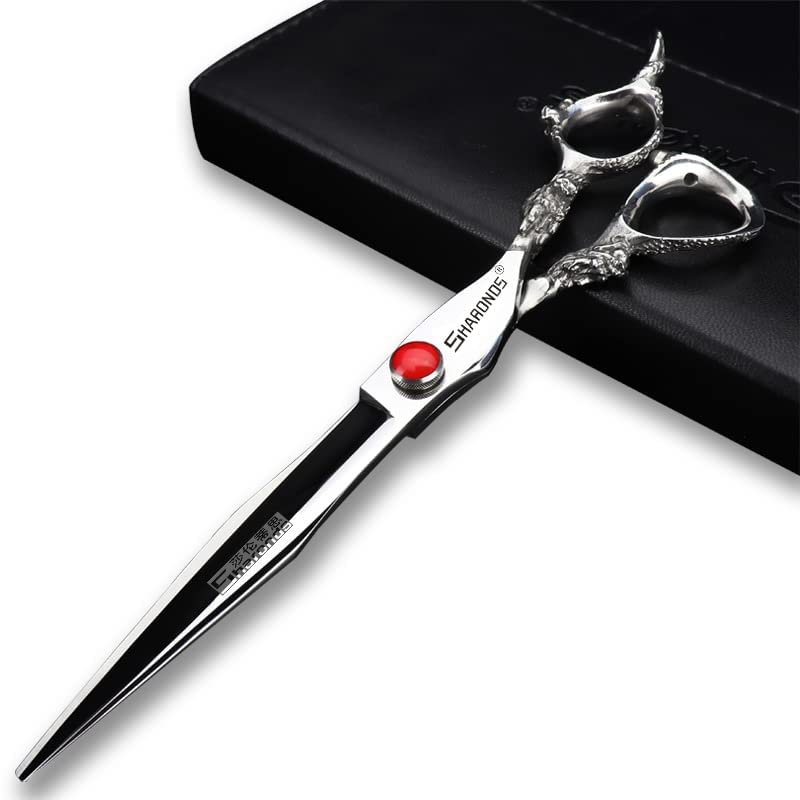 AXEMOORE Hair scissors Professional hair scissors Japanese hair scissors 440C stainless steel/rose razor [scissors bag is a gift (8 inch flat)