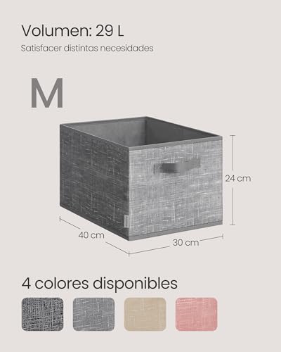 Miniatura 6 de Songmics Cajas De Almacenaje Plegables, Juego De 3 Cestas De Tela, 40 X 30 X 24 Cm, Organizadores De Armario, 2 Asas, Portaetiquetas, Para Dormitorio, Salón, Gris Espadaña Rob440g01