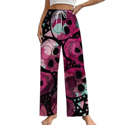 Pantalon de pyjama crâne violet pour femme, idéal pour vos soirées cocooning