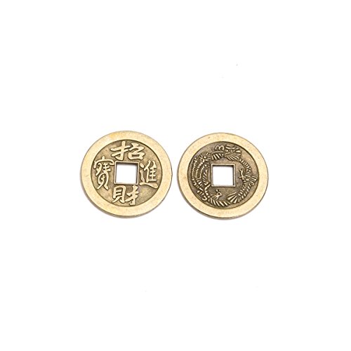 THY COLLECTIBLES 0.9 Inch 2.3Cm Chinese Fortune Coins Feng Shui I-Ching Coins Chinese Good Luck Coins Dragon Coins Ancient Chinese Dynasty Coin (50 Pieces) an Oriental Wallet Included - Thumbnail 3