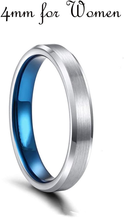 Personalized Matching Rings for Couples Promise Rings Sets,Black and Blue Couples Rings for Him and Her Set Stainless Steel Wedding Rings,Custom Name Rings for Couples Valentine's Day Jewelry