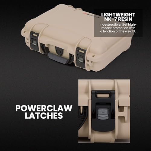 NANUK 910 Hard Case with 2 UP Custom Foam Insert, IP67 Waterproof & Crushproof, Rugged Construction for Ultimate Protection, Made in Canada – Tan (14.3” x 11.1” x 4.7”) by NANUK - Used condition - US$91.03
