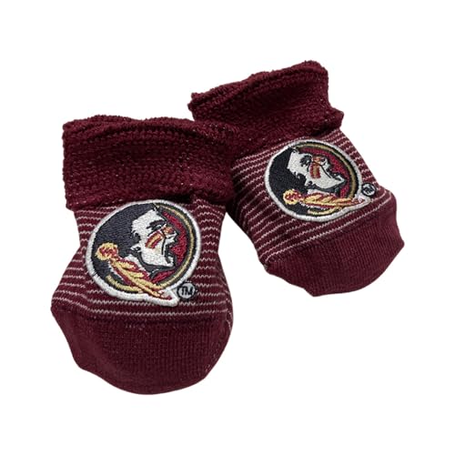 Two Feet Ahead NCAA Newborn Infant Booties with Gift Box, Florida State Seminoles, Stripe