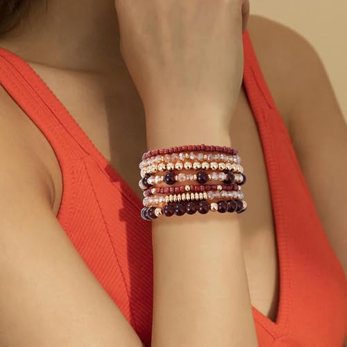 Boho Beaded Stretch Bracelets For Women Stackable Crystal Gold Beaded Bracelets Set Trendy Handmade Friendship Braeclet Jewelry Gifts4