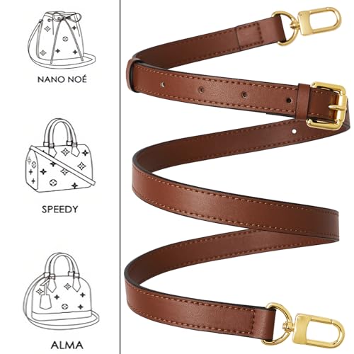 Image of Genuine Vachetta Leather Crossbody Strap Genuine Leather Adjustable Replacement Strap for Shoulder Bag Handbag Purse