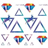 Oottati 2 Sheets Galaxy Geometric Temporary Tattoos for Adults, Diamond Triangle Deer Fake Tattoo Stickers, Waterproof Long Lasting Body Art for Arm Wrist