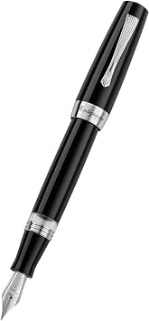 Montegrappa Elmo 02 Fountain Pen in Resin, Stainless Steel and Brass in Black - M Line Width 142 mm ISE2R3A_010