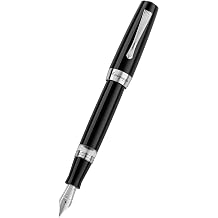 Montegrappa Elmo 02 Fountain Pen in Resin, Stainless Steel and Brass in Black - M Line Width 142 mm ISE2R3A_010