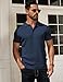 COOFANDY Men's Knit Polo Shirts Short Sleeve Textured Golf Shirt Fashion Casual Collared Pullover T-Shirts Navy Blue