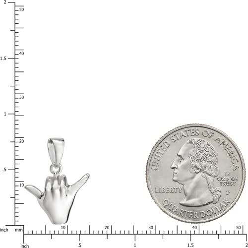 925 Sterling Silver Hawaiian Shaka Hang Loose Necklace Pendant with 18" Box Chain, Nickle-Free Hypoallergenic for Sensitive Skin, Ocean Tropical Jewelry, Gift Box Included4