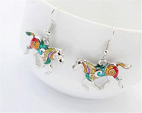 Kiokioa Necklace Earring Set Elegant Girl's Enamel Festoon Silver Horse Chain Necklace #TOP3