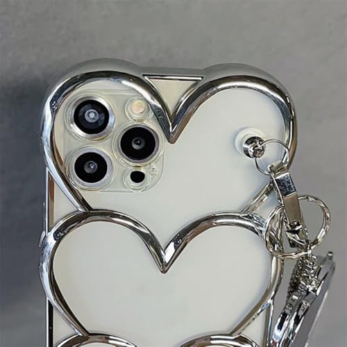Coque Argent iPhone 13 14 15 16 Antichoc à Miroir Cœur Intégré - 6