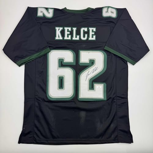 Autographed/Signed Jason Kelce Philadelphia Black Football Jersey JSA COA
