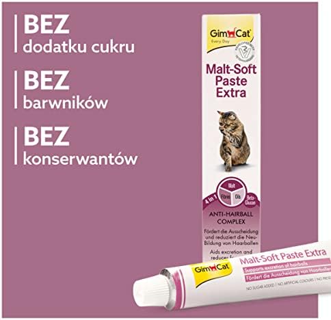 GimCat Malt-Soft Paste Extra - Anti-Hairball Katzensnack fördert Ausscheidung von Haarballen - 1 Tube (1 x 50 g)
