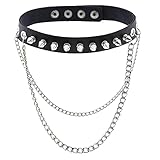 BEHAHAI Black Leather Choker Necklace Gothic Punk Accessories - Fancy Dress PU Leather Chain Collar Necklace Studded Novelty Accessory - Image 1
