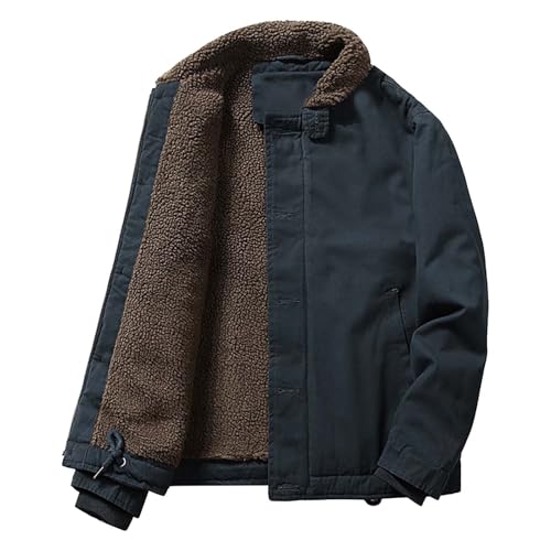 Laine d'agneau veste d'hiver homme bleu foncé veste polaire chic
