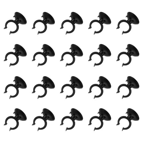 QUARKZMAN 20Pcs Ventosas para Acuario, Sujetadores De Tubo De Aire De 20mm, Pinzas Portavasos, Ventosas para Tubos De Aire para Acuarios, Negro
