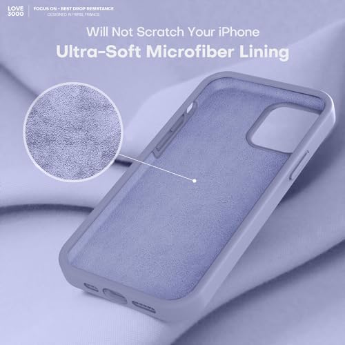 Image of LOVE 3000 Compatible with iPhone 12 Pro Max Case | Thickening Liquid Silicone | Anti-Scratch Microfiber Lining | Full-Body Duty Heavy Protection Case for iPhone 12 Pro Max Women Girls, Lavender Gray