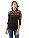 PattyBoutik Women Floral Lace Mock Neck Inset Sweetheart Blouse (Black Large)
