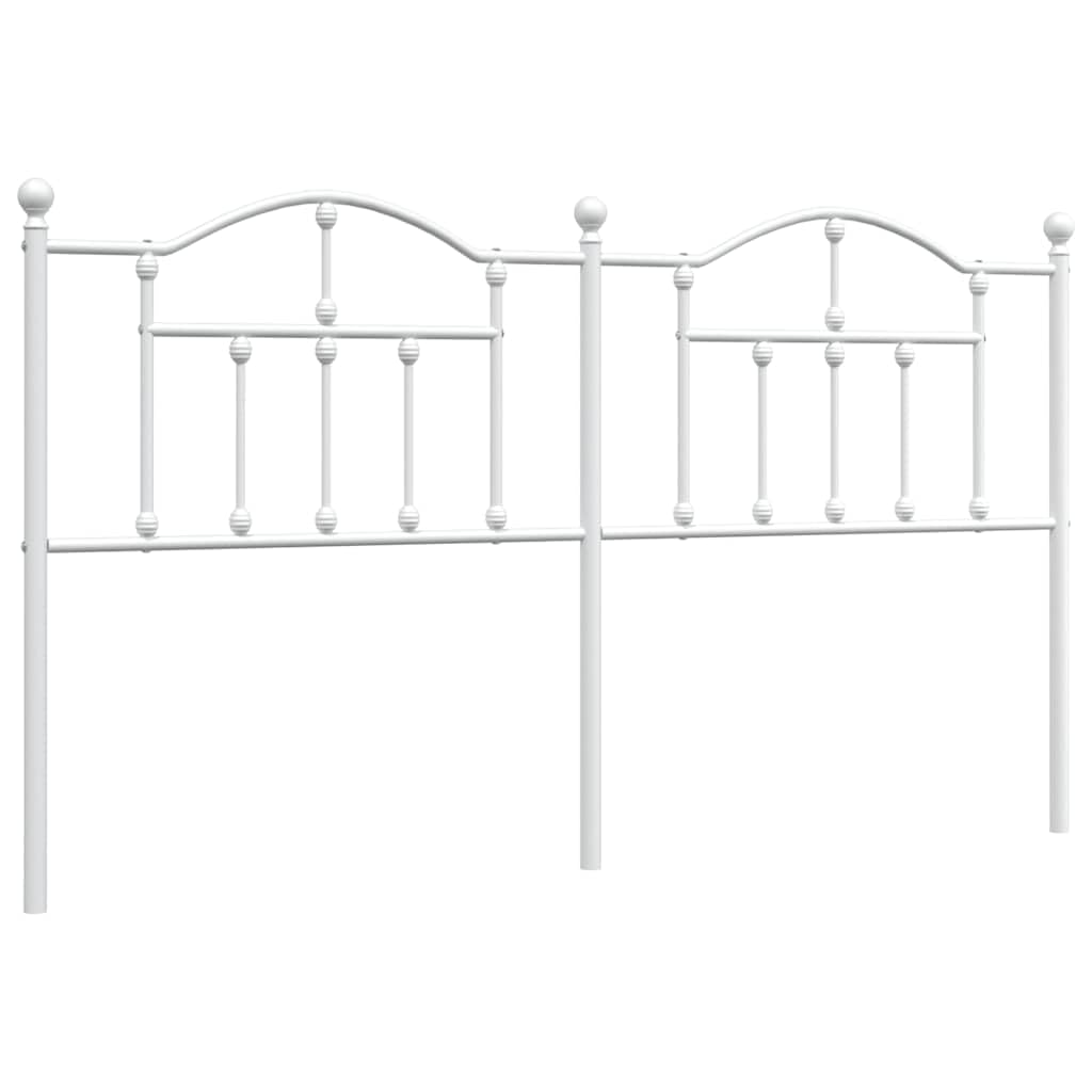 vidaXL Metal Headboard, Bed Header for Bedroom Living Room, Bed Headboard with Metal Legs, White Headboard for Double Bed, White 180 cm