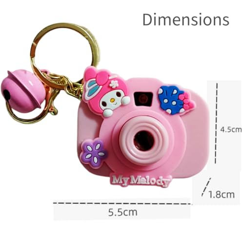 Image of Mini Projector Camera Toy with Bell, Plastic Multicolor Design, Light Projection Feature, Cartoon Keychain for Kids