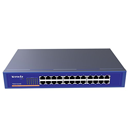 Image of Tenda TEG1024G 24-Port Gigabit Unmanaged Switch 10 /100 /1000Mbps Ethernet Switch | Ethernet Splitter for Office /Home, Plug & Play, Desktop /Wall mount Network Hub, Metal Case, Shielded Ports, Fanless(TEG1024G)