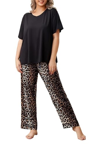 Pyjama ensemble avec pantalon et vêtements de nuit grande taille dame