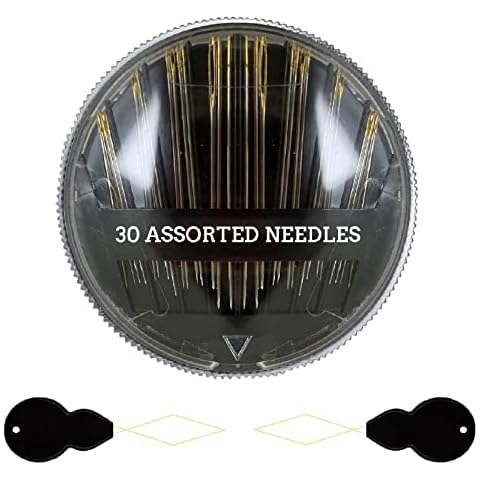 30 PCS Large Eye Sewing Needles, 6 Different Sizes Needles, Embroidery Needles for Hand Sewing with 2 Threader and 1 Plastic Storage Case Cover