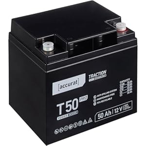 Accurat Traction T50 Pro VRLA Bleibatterie - 12V, 50Ah, 30% Startleistung, wartungsfreie, zyklenfest- Gel Batterie, USV Batterie, Versorgungsbatterie, Solarbatterie, Bleiakku für Camping, Wohnwagen