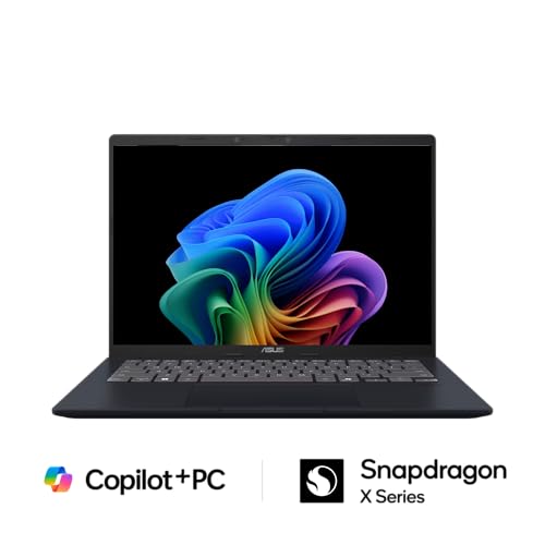 Image of ASUS Vivobook 14, Snapdragon X, 14 Inch, 16GB RAM, Quiet Blue, 512GB SSD, Windows 11 Home, Copilot+ PC, Qualcomm Adreno