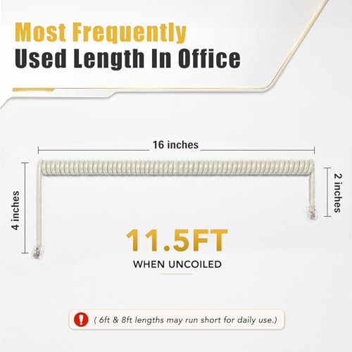 Image of Comtrue Phone Cords for Landline, 2-Pack, Telephone Handset Cords | Ivory, Universally Compatible, Tangle-Resistant, Noise-free, Go-to Length, Ideal for office & home