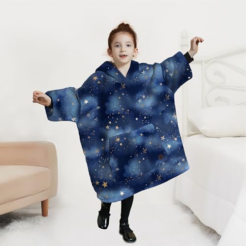 THREE POODLE Wearable Blanket Hoodie for Kids, Oversized Sherpa Sweatshirt Blanket with Giant Hood, Warm Cozy Hooded Blankets, Cute Gifts for Kids Girls Boys