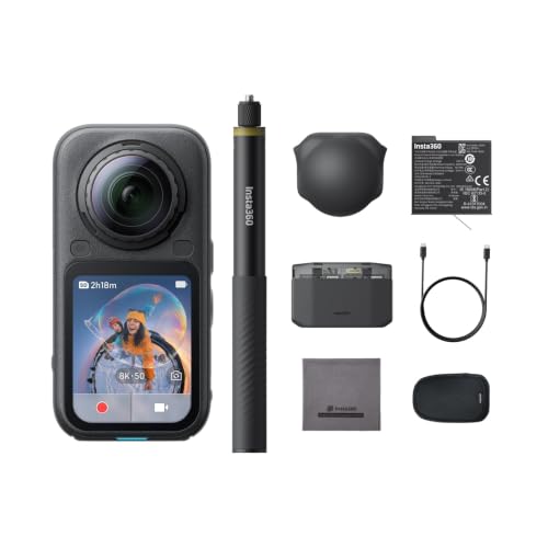 Image of Insta360 X6 Essentials Bundle Black - 8K 360 Camera with 1 /1.1'' Sensors | Action Camera, Dual Custom Square 1 /1.1 inch Sensors, Triple AI Chip, Replaceable Lens 2.0, 140 Minutes 8K Video