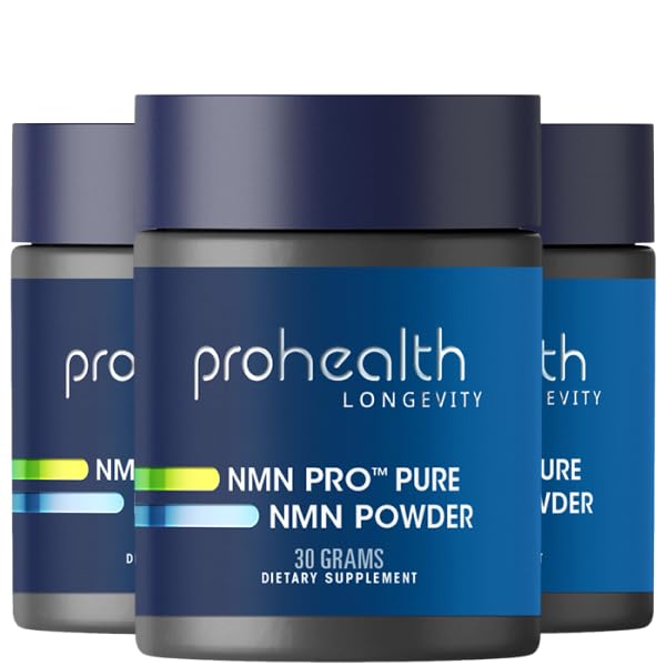 ProHealth NMN Pro Powder (30 Grams, 3 Pack) Clinically Studied Uthever® NMN. NAD+ Precursor for Cellular Energy, Mitochondrial Support & Healthy Aging. USA Manufactured, Triple Lab-Tested 1.1 Ounce (Pack of 3)