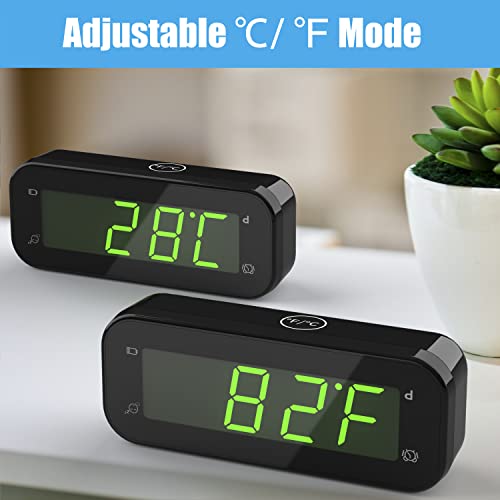 Kwanwa 2 In 1 Alarm Clock Indoor Thermometer, Digital Clock With Temperature Display, Adjustable Brightness Dimmer, 12/24Hr, Snooze, Cordless, Battery Operated, Portable Size, Small Alarm Clock #TOP2