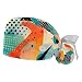 Colorful Geometric 2 Pcs Unisex Working Cap with Button Sweatband Adjustable Tie Back Bouffant Hats