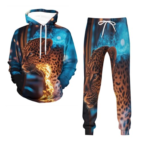 Survêtement homme 3D léopard imprimé graphique ensemble décontracté