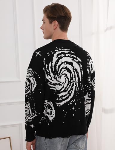 Yimoon Mens Oversized Sweaters Graphic Crewneck Knit Pullover Unisex Y2K Streetwear Jumper Tops4