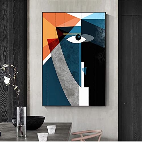 Toile visages géométriques contemporains pour une ambiance de chambre apaisante