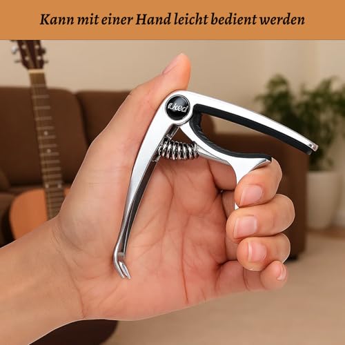 Kapodaster für Gitarre Set, 2 Stimmgerät Gitarre Capo und 8 Plektren, Professionelles Zubehör für Akustik- und E-Gitarren, Einfache Handhabung und Vielseitige Anwendung, Robuste Ausführung mit Präzisi