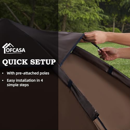 Tienda de Camping Plegable OFCASA 4 Personas Marrón miniatura 2
