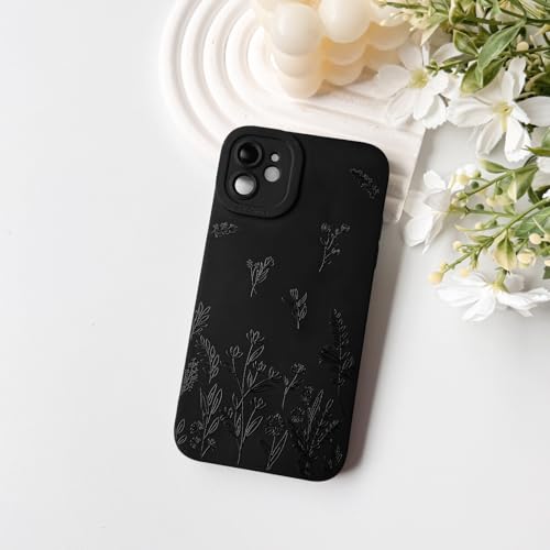 NITITOP Compatible with iPhone 12 Case Cute Aesthetic Dandelion Flower Floral Pattern for Women Girls Soft TPU Shockproof Stylish Full Camera Protective Phone Cover - Black by NITITOP - Used condition - Image 5