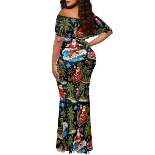 Image of Polynesian Dresses for Women Off Shoulder Maxi Dress Puletasi Samoan Dresses S-7XL