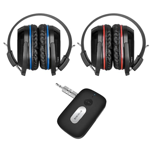 SIMOLIO Wireless Infrared Headphones for Car DVD Universal 2 Channel, Bluetooth AUX Adapter for Car Stereo System with 35H Battery Life, Volume Control, Hands-Free Calls, Dual Connection