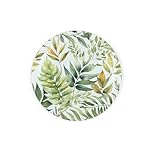 Foliage Round Glass Trivet Worktop Saver - Green Leaves - Textured Kitchen Chopping/Cutting Board Worktop Protector with Non-Slip Feet 20cm x 20cm (8" x 8")