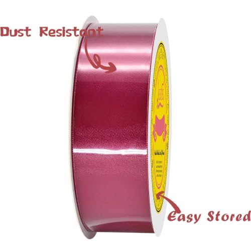 Image of Double Face Beauty Red Satin Ribbon 1-1 /2 inch X 50 Yards Polyester Beauty Red Ribbon for Gift Wrapping Very Suitable for Weddings Party Hair Bow Invitation Decorations and More