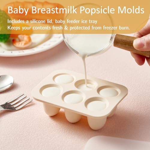 Image of Baby Fruit Food Feeder with Breastmilk Popsicle Molds,Teething Toys Silicone Teethers for Babies 3-12 Months for Baby Feeding Gift
