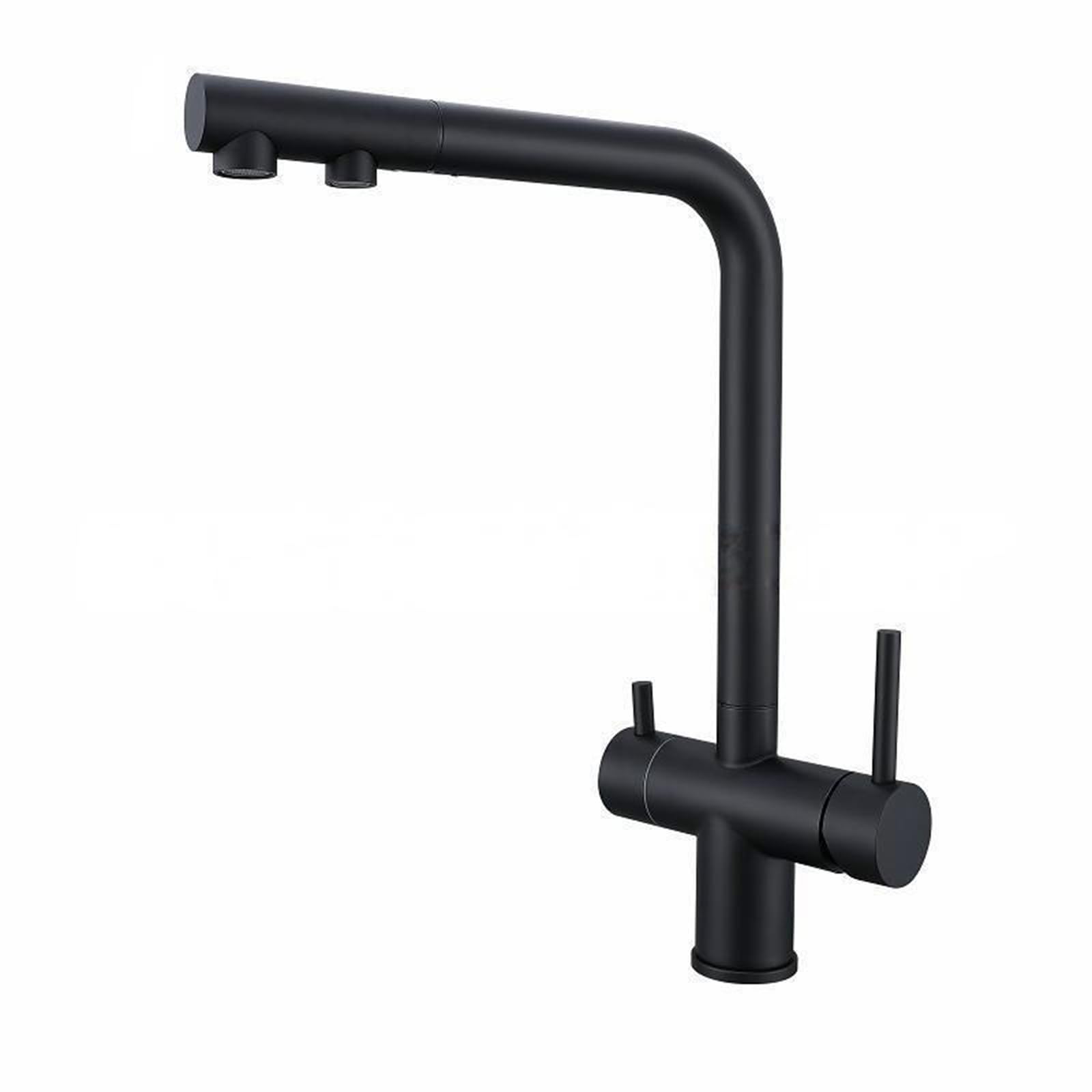 FCXWEVR 3Way PullOut Kitchen Faucet Grey Double Outlet Water Filter Tap 3Function Drinking Water Mixer with PullOut Sprayer (Black) Perfect for Home Kitchens