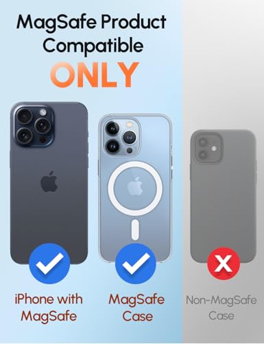 Image of GripMate for MagSafe Phone Grip for iPhone - Magnetic Phone Ring Holder Detachable for iPhone 17 - Comfortable Finger Phone Ring Grip for Apple 16 /15 /14 /13 /12, Orange